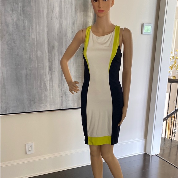 Bebe White Black Sheath Mini Dress Sleeveless Cocktail - Picture 1 of 4